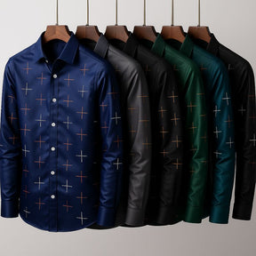 [Leve 5 Pague 3] Kit Camisas Sociais Royal Class em Tecido Premium de Seda Gelo e Lyocell (Edição Limitada) + 3 BRINDES: Cinto, Carteira e Relógio