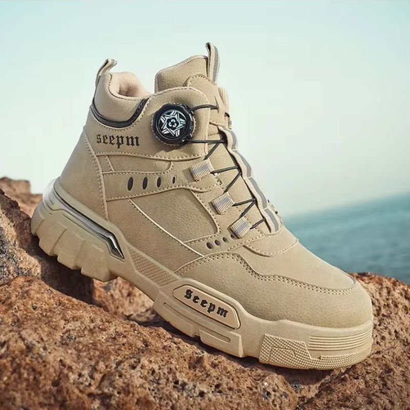 Kit Bota Tática Militar Terrain Masculina 100% Couro Legítimo + 3 BRINDES: Cinto, Relógio e Carteira