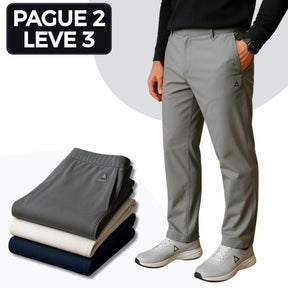 [Leve 3, Pague Só 2] Kit Exclusivo de 3 Calças Chino Masculinas Velar em Tecido Premium de Poliéster, Algodão e Nylon