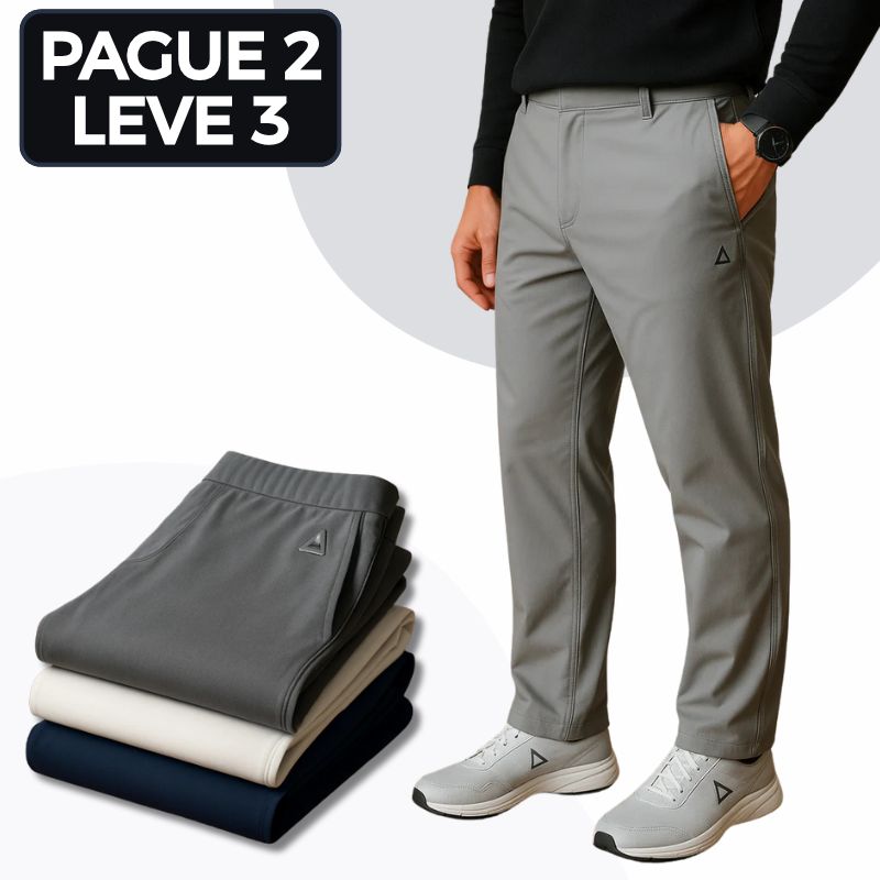 [Leve 3, Pague Só 2] Kit Exclusivo de 3 Calças Chino Masculinas Velar em Tecido Premium de Poliéster, Algodão e Nylon