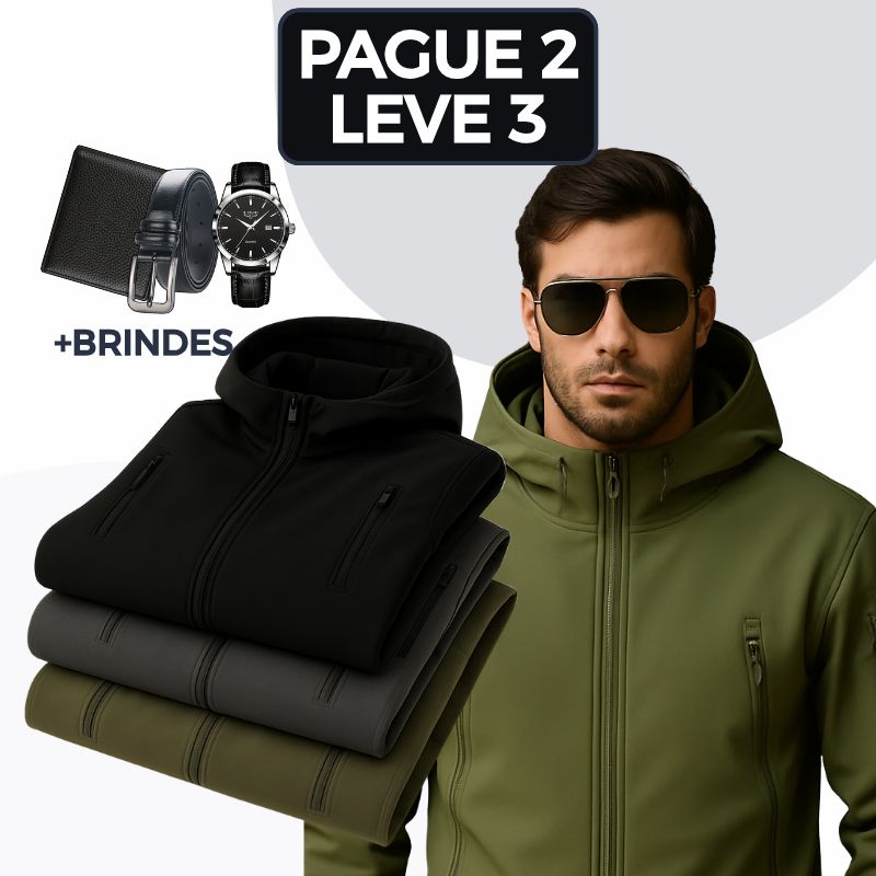 [COMPRE 2 LEVE 3] Jaqueta Militar Tática Masculina Operax em Nylon Reforçado com Poliéster + BRINDES: Cinto, Carteira e Relógio