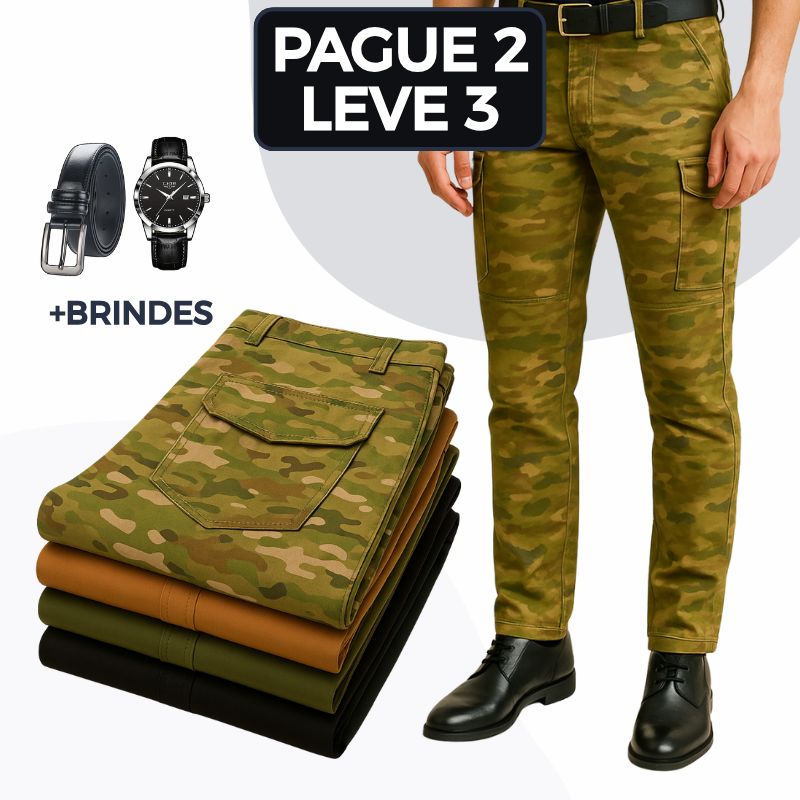 [Leve 3 Pague 2] Calça Militar Falcon em Tecido RipStop e Poliéster +BRINDES: Relógio Tático e Cinto Tático