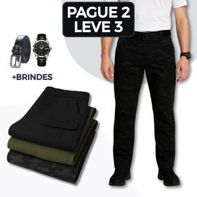[Leve 3 Pague 2] Calça Militar Noir em Tecido RipStop e Poliéster +BRINDES: Relógio Tático e Cinto Tático