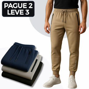 [Leve 3, Pague Só 2] Kit com 3 Calças Masculinas Trivano Sport com Tecnologia Térmica em Poliéster, Algodão e Seda Gelada