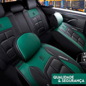 Kit Completo de Capas Automotivas Luthier em 100% Couro Legítimo Universal (Serve Para Todos os Carros!) + Brinde: Kit de Tapetes