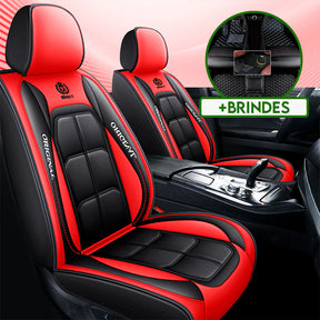 Kit Completo de Capas Automotivas Luthier em 100% Couro Legítimo Universal (Serve Para Todos os Carros!) + Brinde: Kit de Tapetes